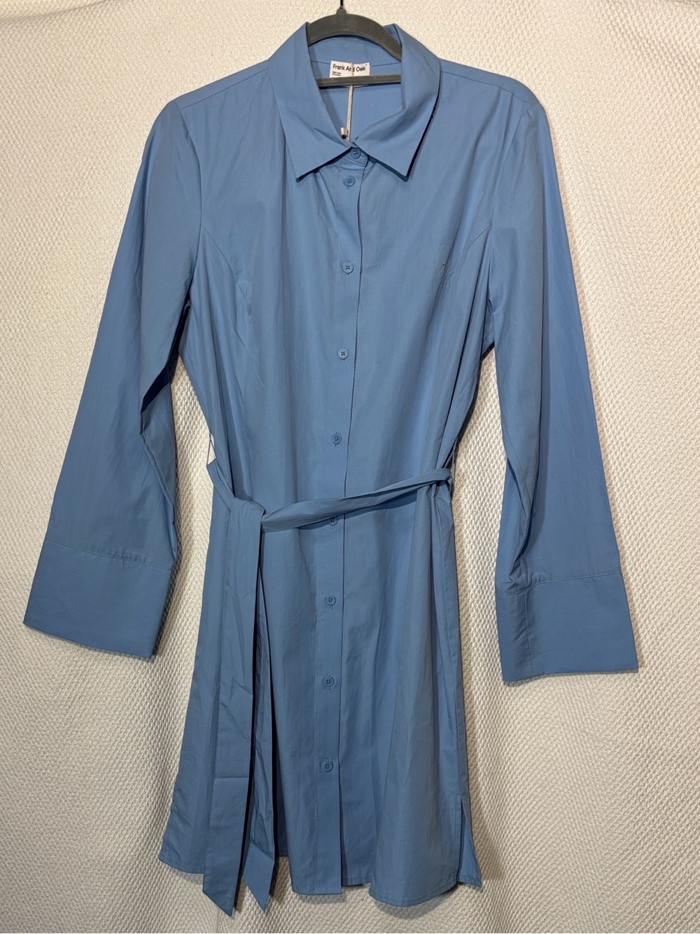 FRANK and OAK Sz M The Poplin Shirt Dress Self Belt Side Slit New with Tag